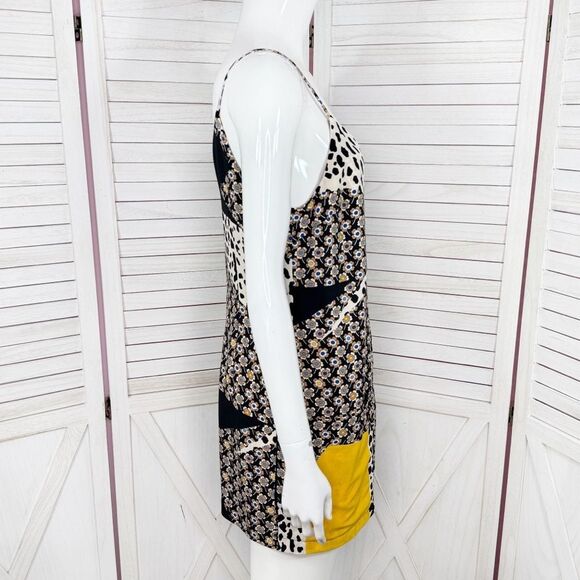 Topshop Patchwork Floral Animal Print Crepe Romper Yellow Black 6 - Picture 5 of 14